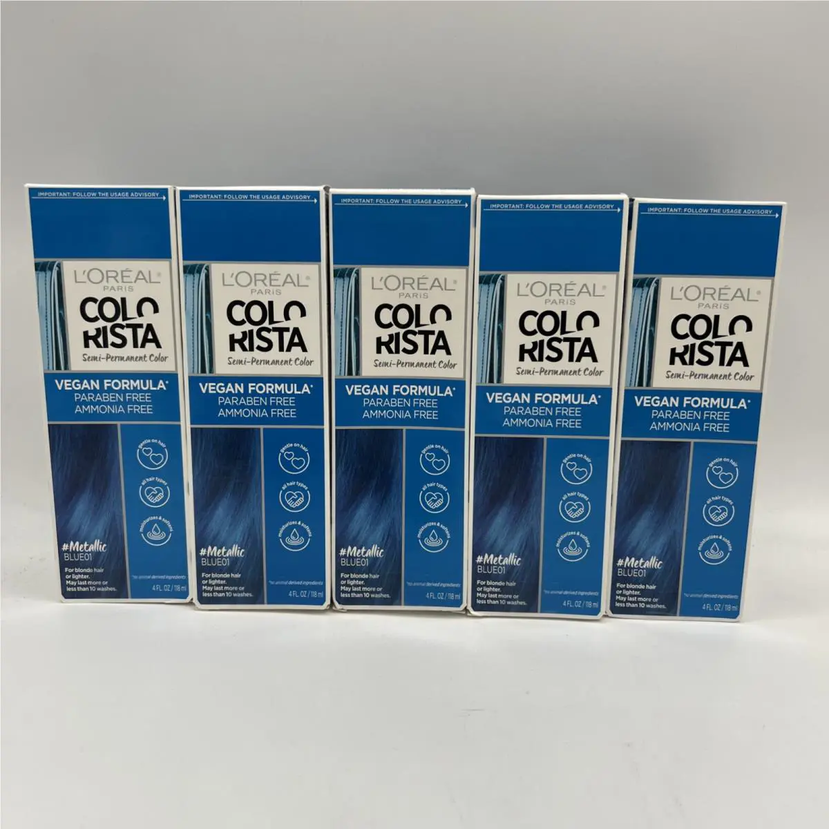 L`oréal Paris Colorista Semi Permanent Hair Color Metallic Blue 5 Pack