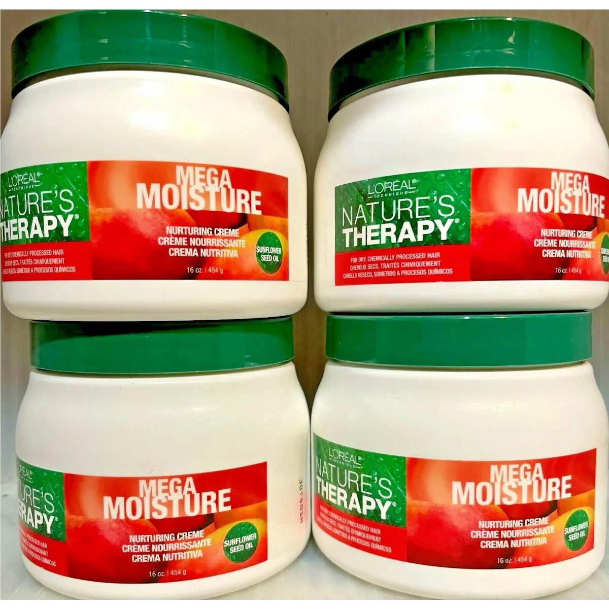 L`oreal Mega Moisture Deep Conditioning Nurturing Creme 16 OZ 4 Jars