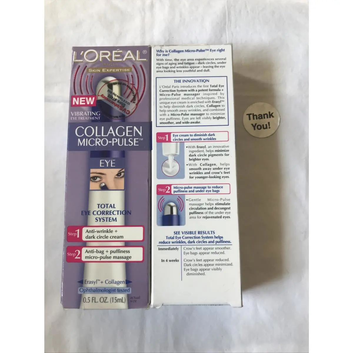 2x Loreal Vibrating Eye Treatment Collagen Micro-pulse Eye Correction 0.5fl