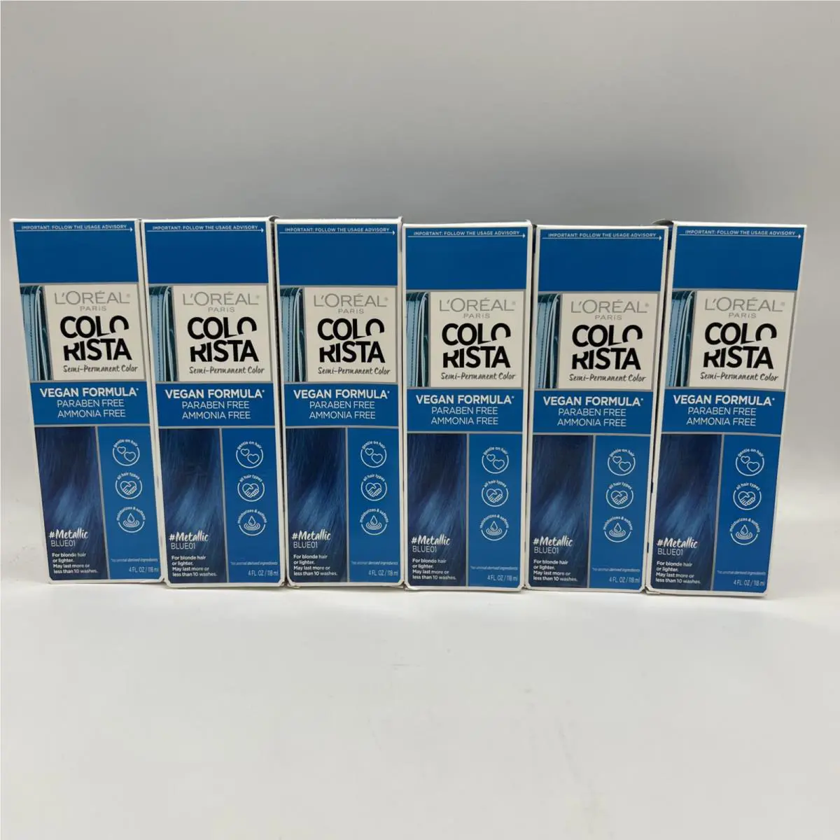 L`oréal Paris Colorista Semi Permanent Hair Color Metallic Blue 6 Pack