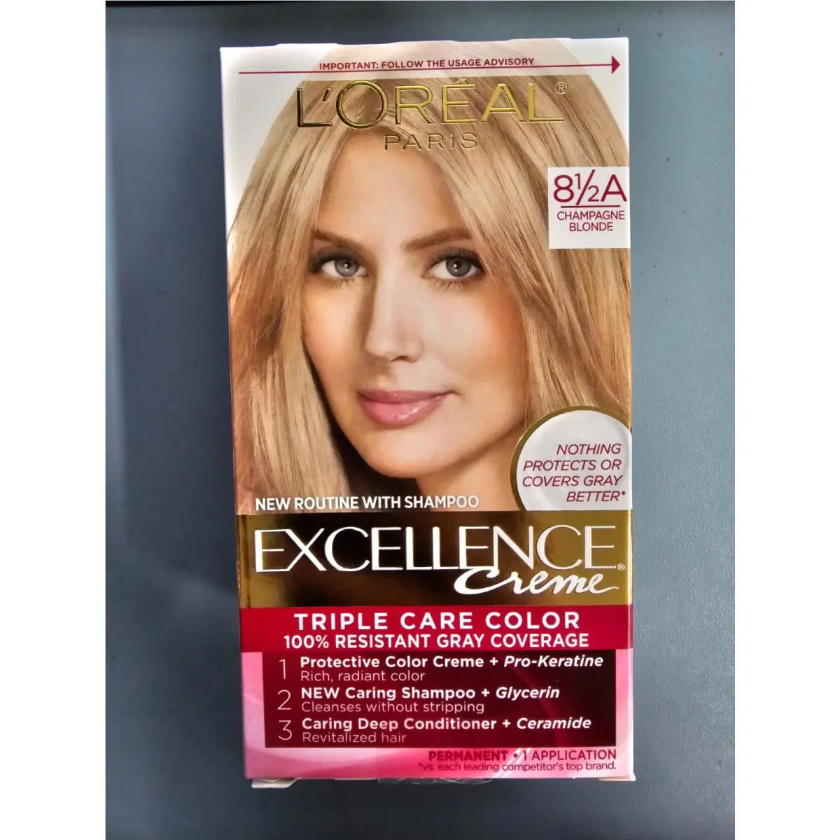 4 Pack L`oreal Excellence Creme Permanent Hair Color 8 1/2A Champagne Blonde