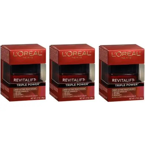 L`oreal Paris Revitalift Triple Power Deep-acting Moisturizer 1.7oz 3 Pack
