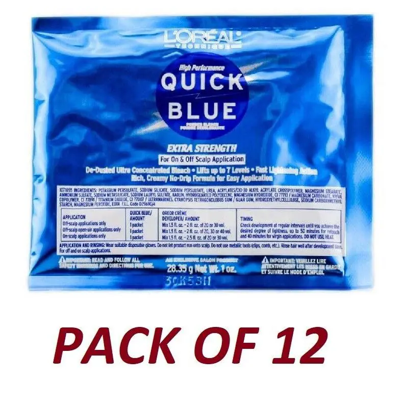 Loreal Quick Blue Powder Bleach Packets 1 oz - Pack of 12