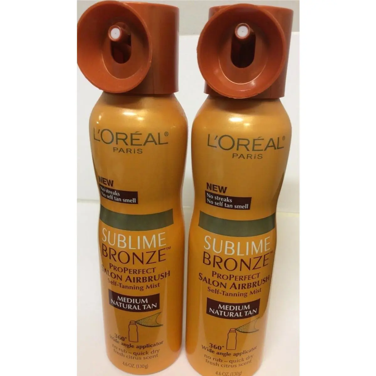 Lot OF 2 L`oreal Self Tan Sublime Bronze Salon Airbrush Medium Nat Tan 4.6oz Ea