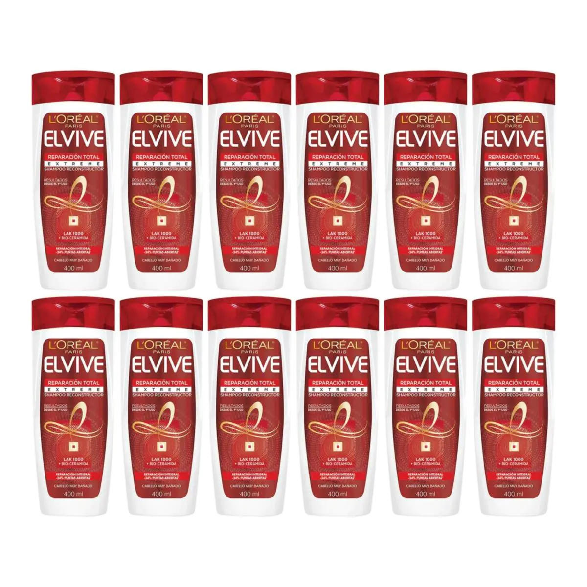 L`oréal Paris Elvive Reparacion Total Extreme Shampoo 13.5oz 400ml Pack of 12