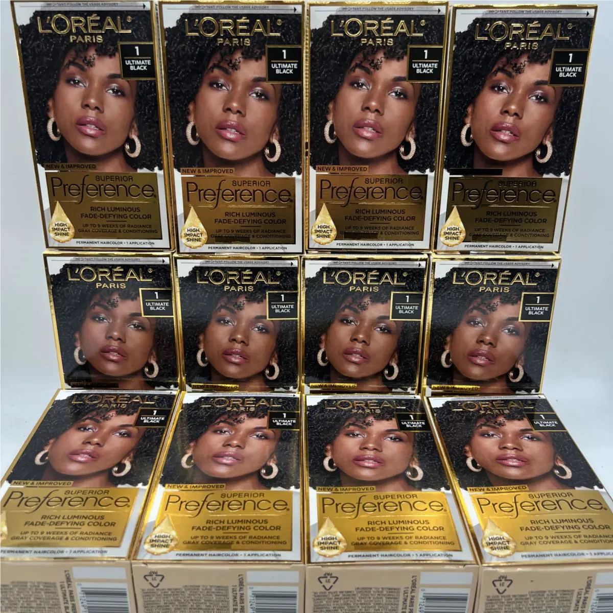 L`oreal Superior Preference Permanent Hair Color 1 Ultimate Black 12 Pack