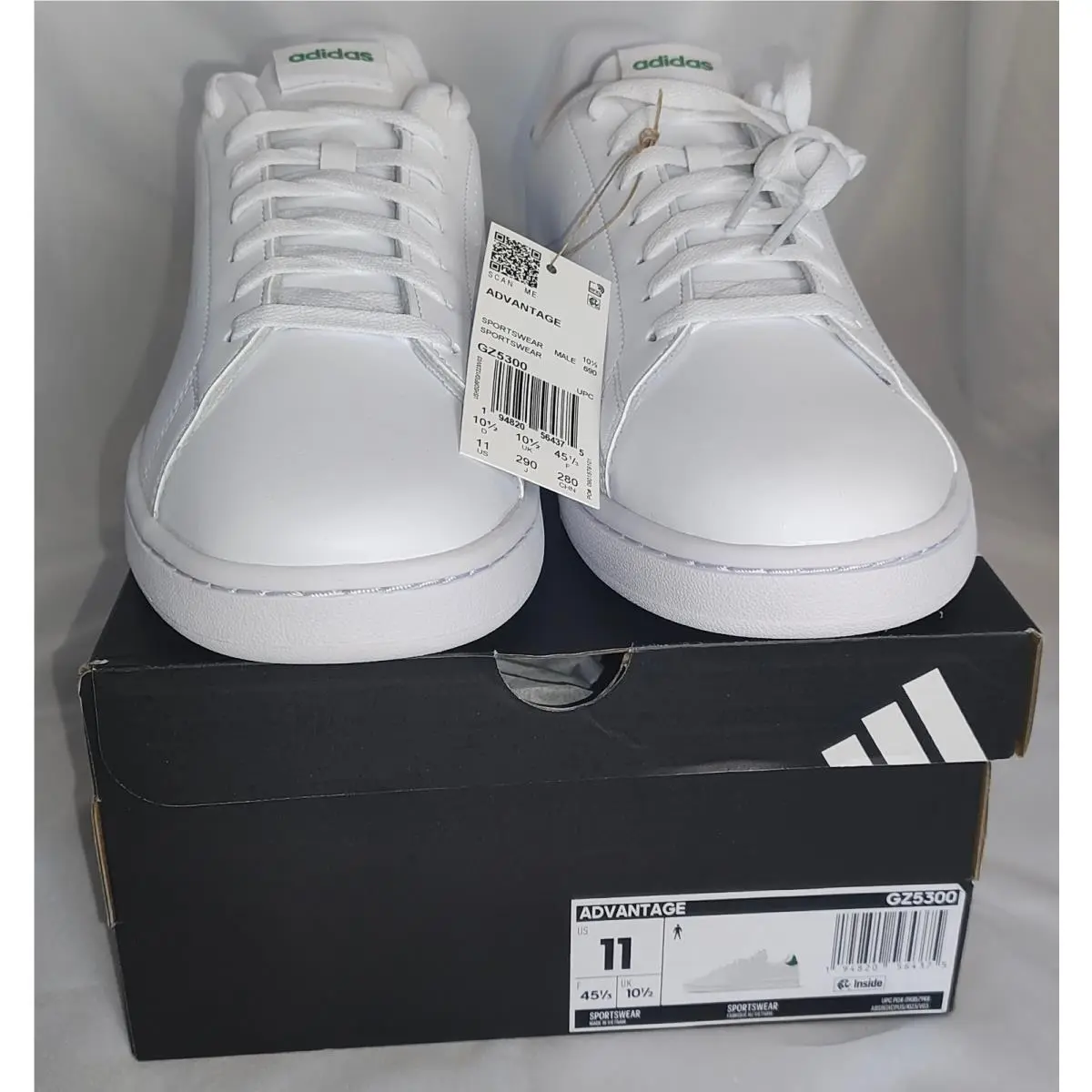 Advantage GZ5300 Men`s Sz 11 White/white Shoes by Adidas