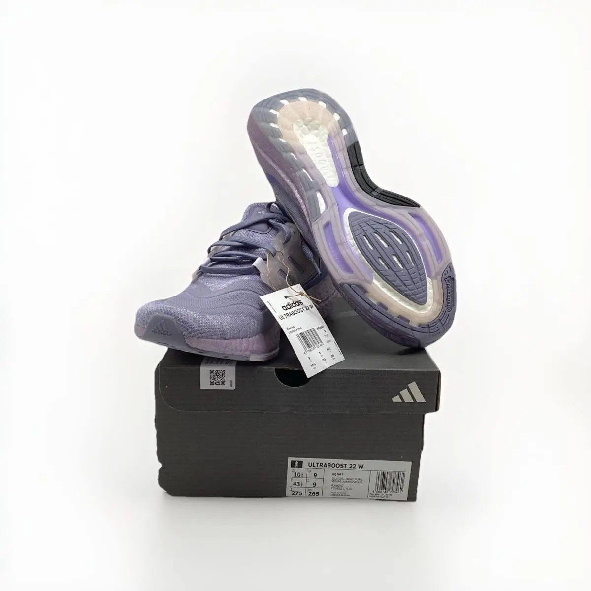 Adidas Silver Tone Lilac Purple Ultraboost 22 Women’s Running Shoe Size 10.5