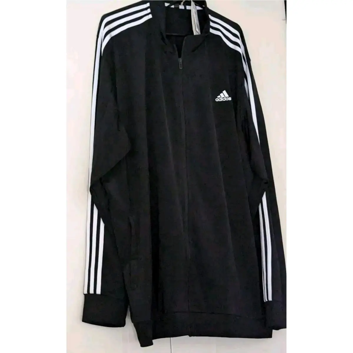 Radiant Black Track Jacket  32.5 L 60 Torso 38 Slv 3XLT W Pockets by Adidas