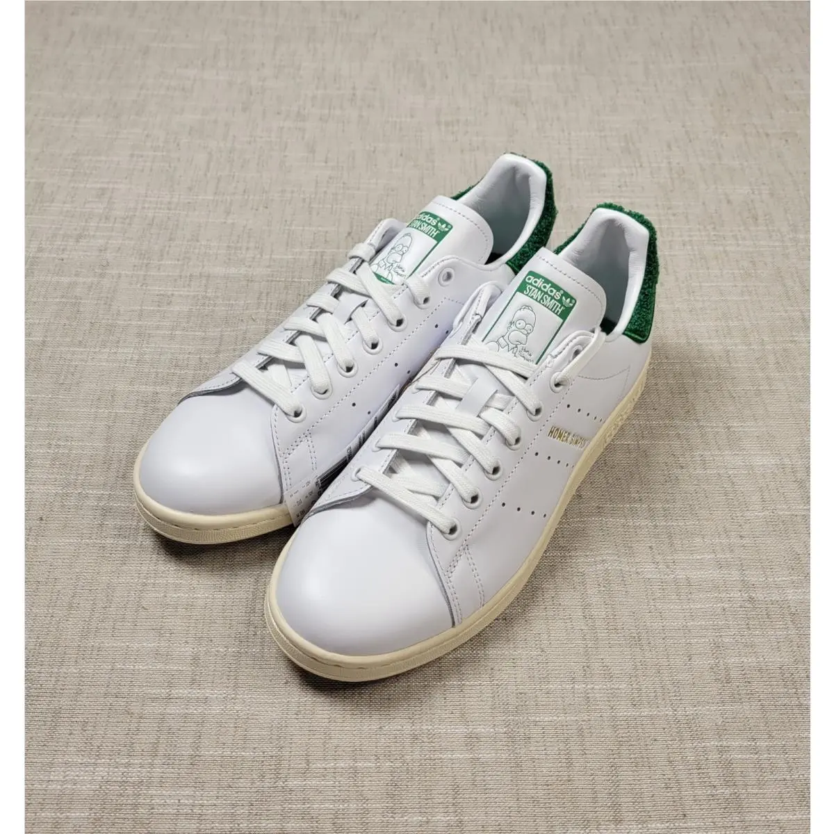 Adidas Stan Smith X Homer Simpson Sneakers Size 9 Mens White Green Gold Shoes