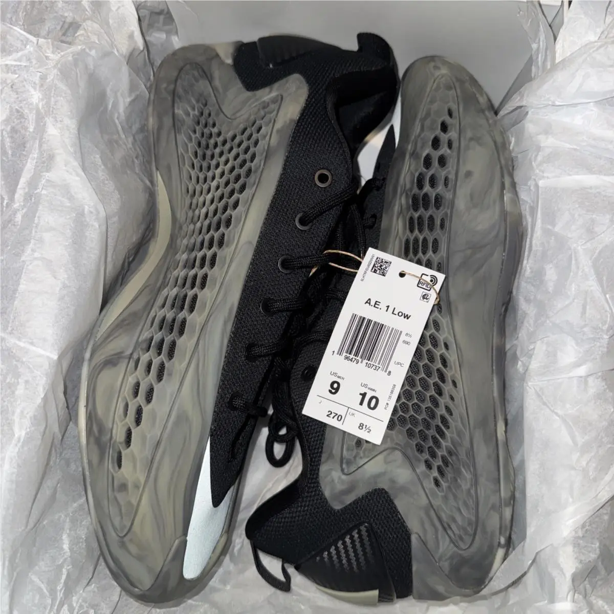 Adidas A.e. 1 Low Basketball Sneakers In Silver Pebble JI4066 Men`s Size 9