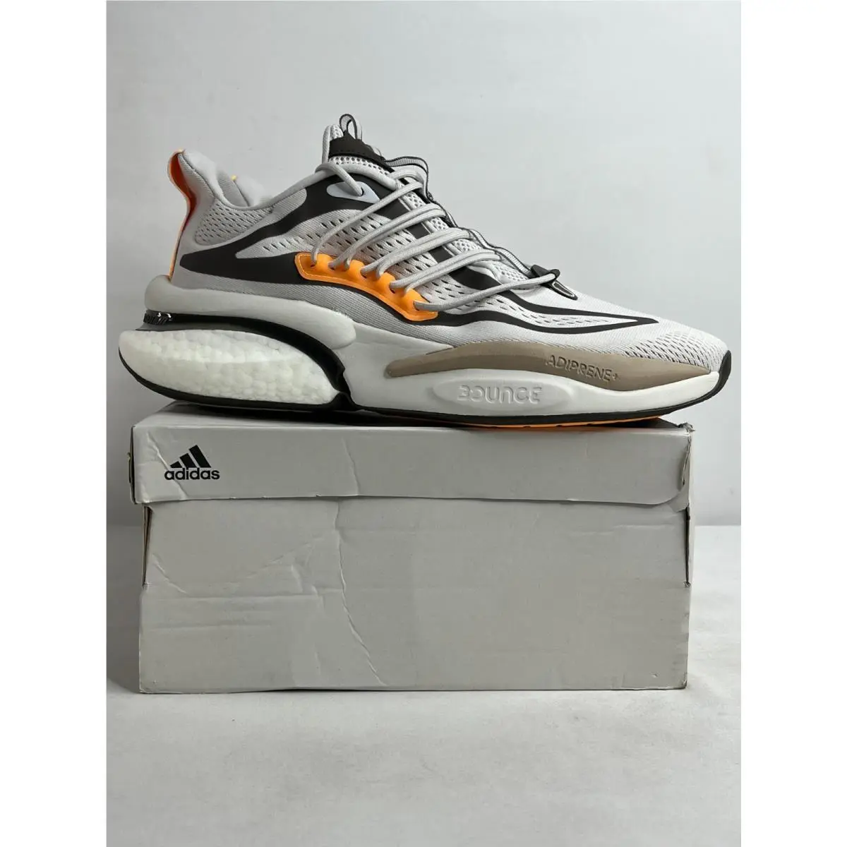 Adidas Mens Alphaboost V1 IE9670 White Lace Up Running Athletic Shoes Size 11