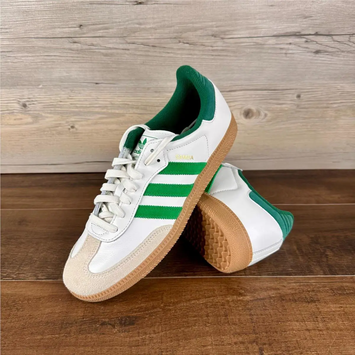 Adidas Samba Mens Size 9.5 Core White Green Collegiate Green JI3202