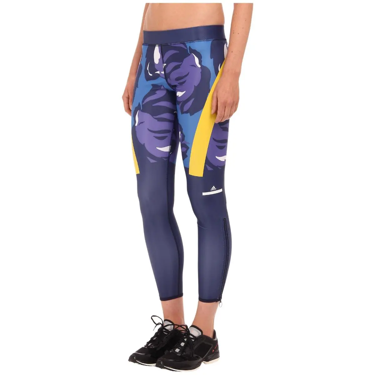 by Stella Mccartney Women`s Floral Ink Navy Blue Techfit Tights Size L by Adidas