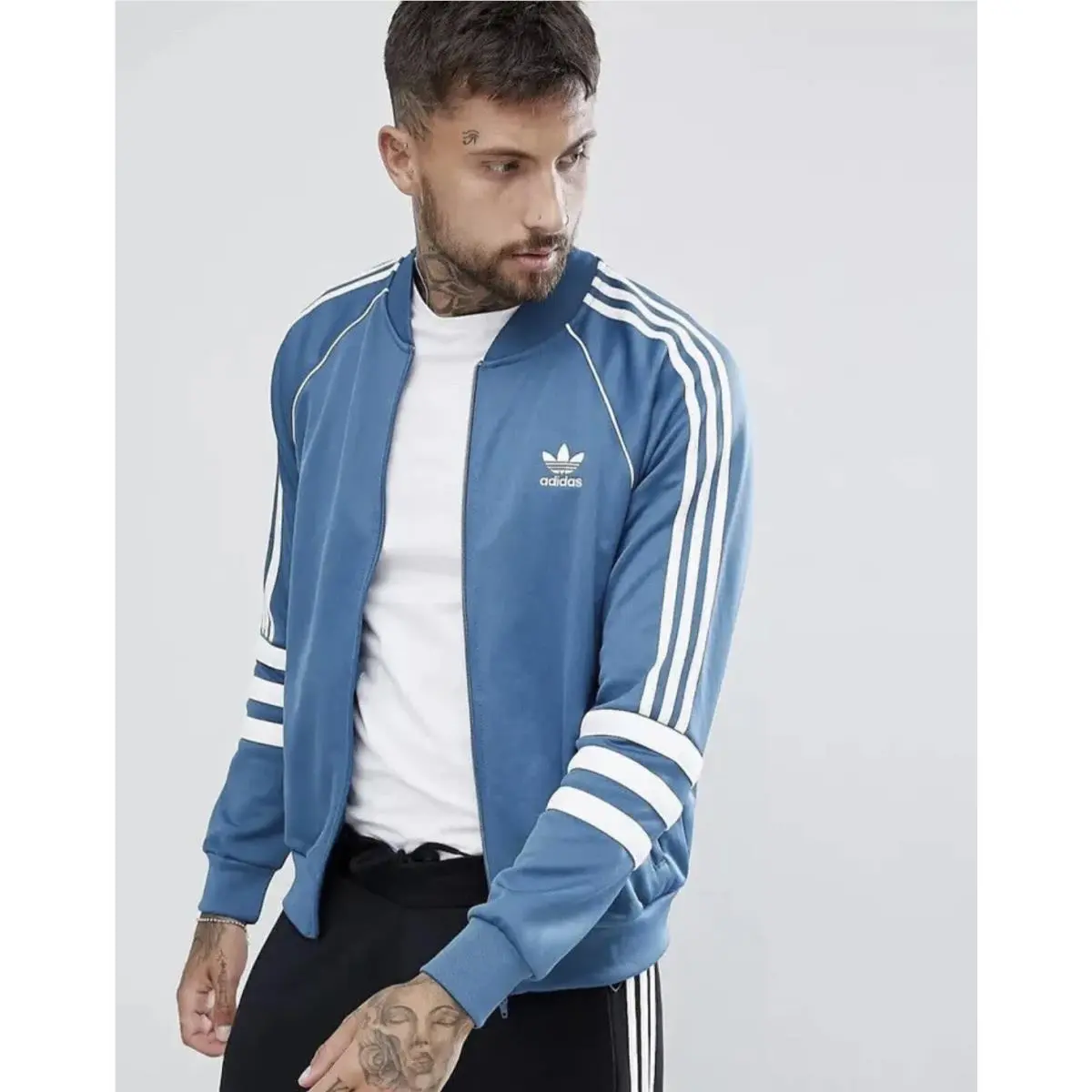 Adidas Track Jacket Men’s Size Large DJ2857 Blanch Blue
