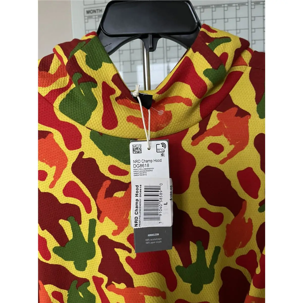 Adidas clothing - Adidas NERD Champ Hoodie - NERD Champ Hoodie - Dg8618 - Multicolor, Manufacturer: Yellow Energy (UPC: 191040572432) 0