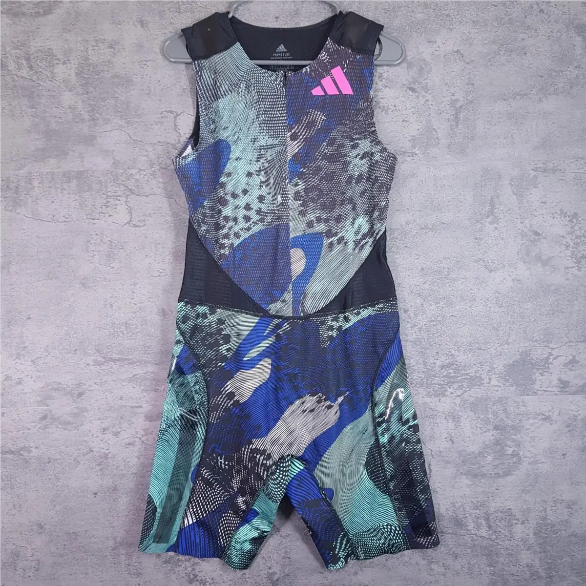Adidas Pro Elite Sleeveless Running Suit Mens Large Black Blue Pink HN8038
