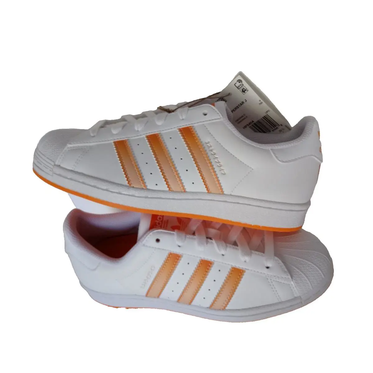 Adidas Superstar J Classic/retro Big Kid Girls Shoes HP5404 Size 7 - White/Orange-White