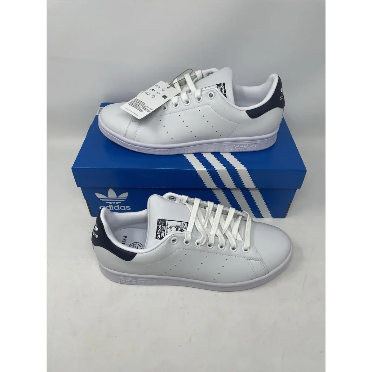 Adidas FX5501 Men`s Stan Smith Shoes White/collegiate Navy 6