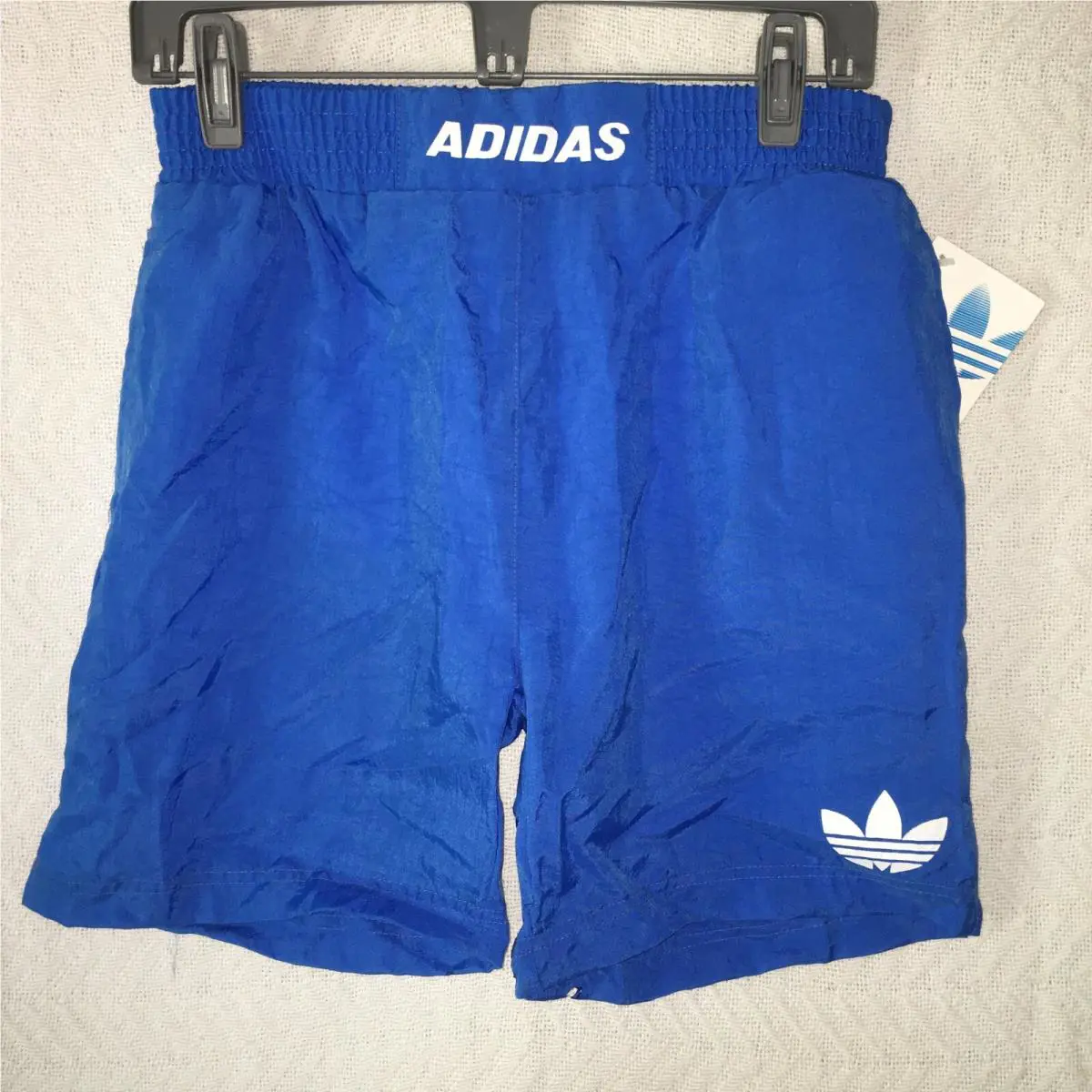Old Stock Vintage Youth Size XL Adidas Royal Blue W/white Trim Nylon Shorts