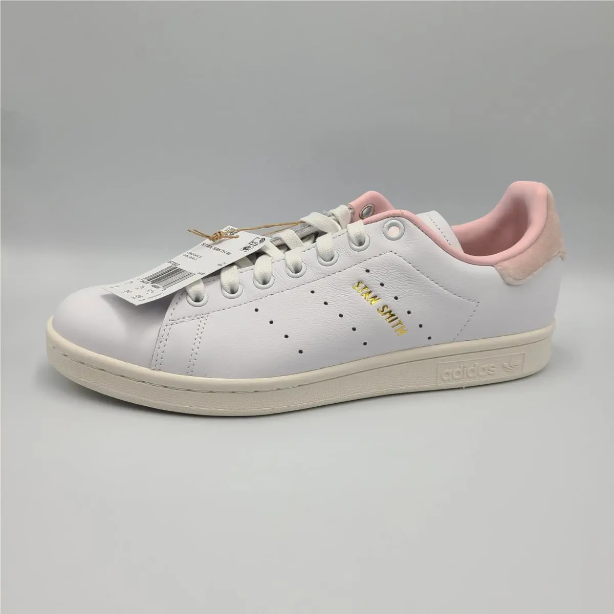 Adidas Stan Smith Cloud White Gold Pink Womens Size 9.5 Athletic Sneaker
