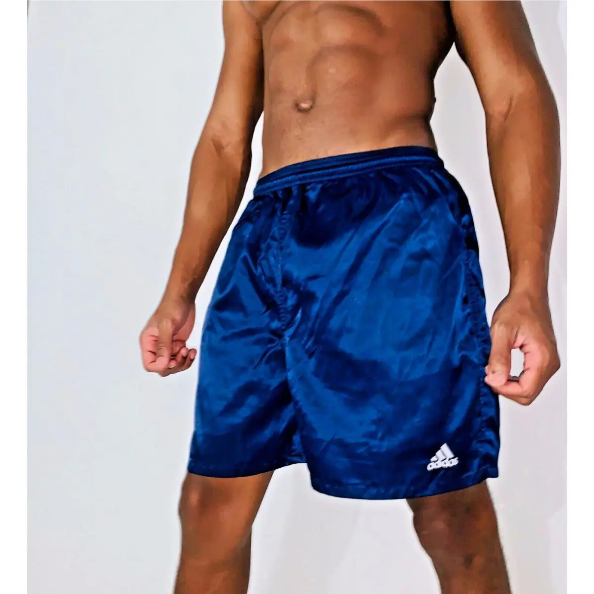 Adidas 90s Rare Vintage Genoa Soccer Shorts Glanz Satin Nylon Navy Medium