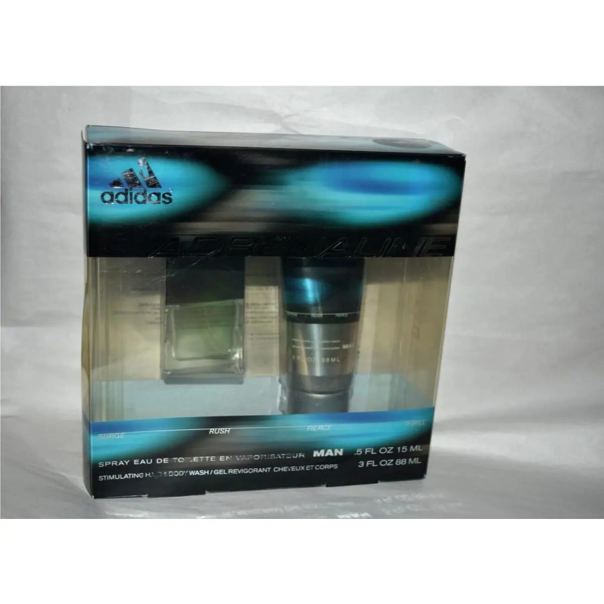 2pc Set  Adrenaline Man Eau de Toilette Spray .5 oz + Hair Body Wash 3 oz by Adidas