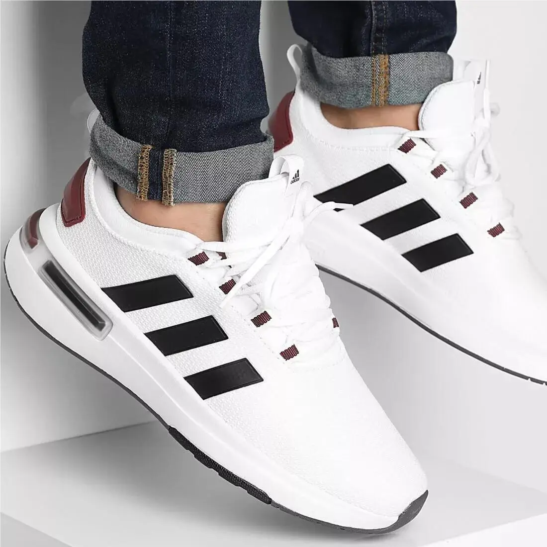 Adidas Racer TR23 Men`s Running Shoes Size 10.5 White Black Athletic Sneakers