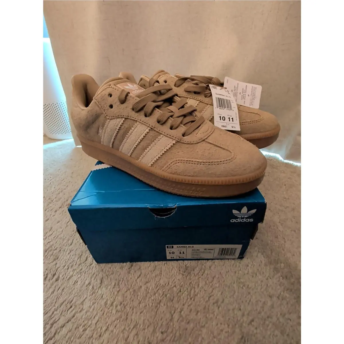 Adidas Samba Xlg Cardboard Magic Beige Gum Sole Shoes JI3196 Men`s Size 10