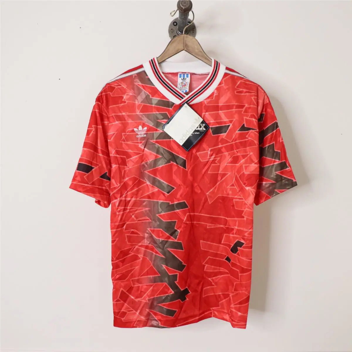 Vintage 80`s Adidas Trefoil Abstract Men`s Soccer Jersey Shirt Sz S Nos