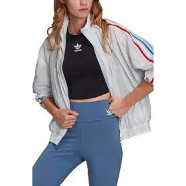 Adidas Adicolor Tricolor Track Top Jacket Japona Grey Red White Blue Women`s S