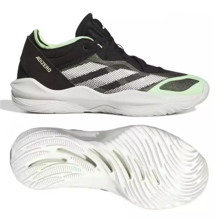 Adidas Adizero Select 2.0 Low Basketball Shoes Black/white/green IE7870 11.5
