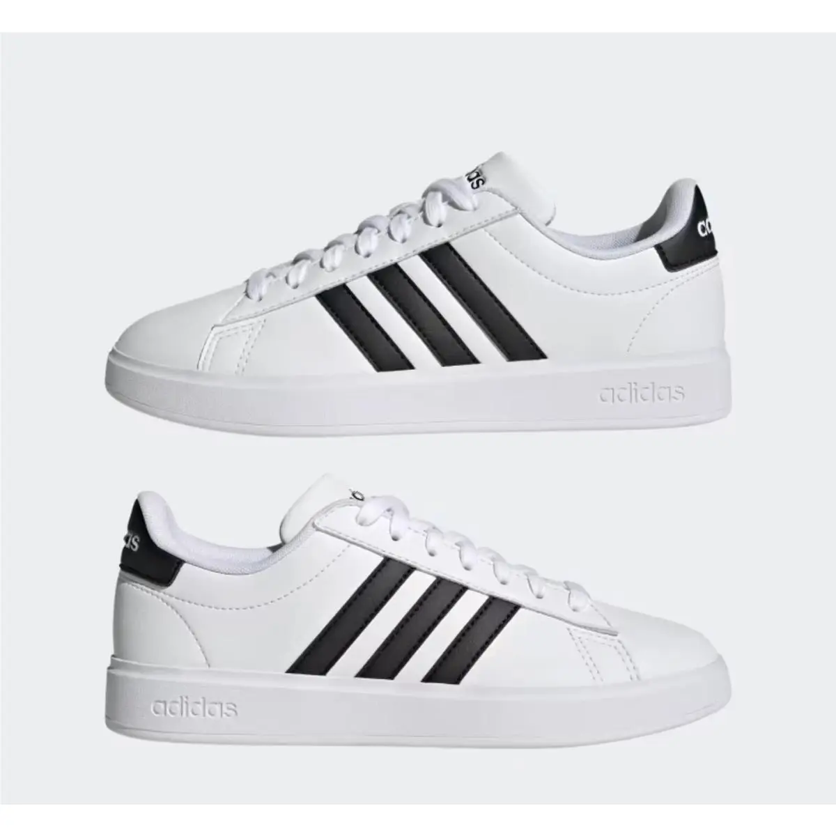 Men`s Size 8 Sneakers Grand Court 2.0 White/black Stripes Unisex Shoes by Adidas