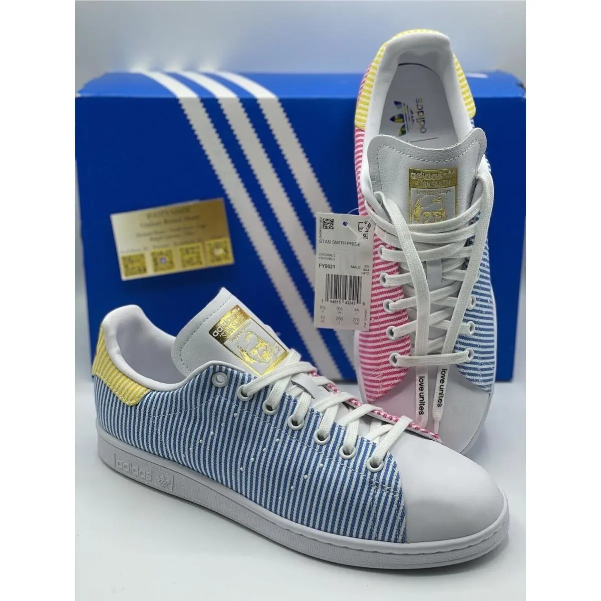 Adidas Stan Smith Pride Shoes FY9021 Size 11 - White Casual Sneakers