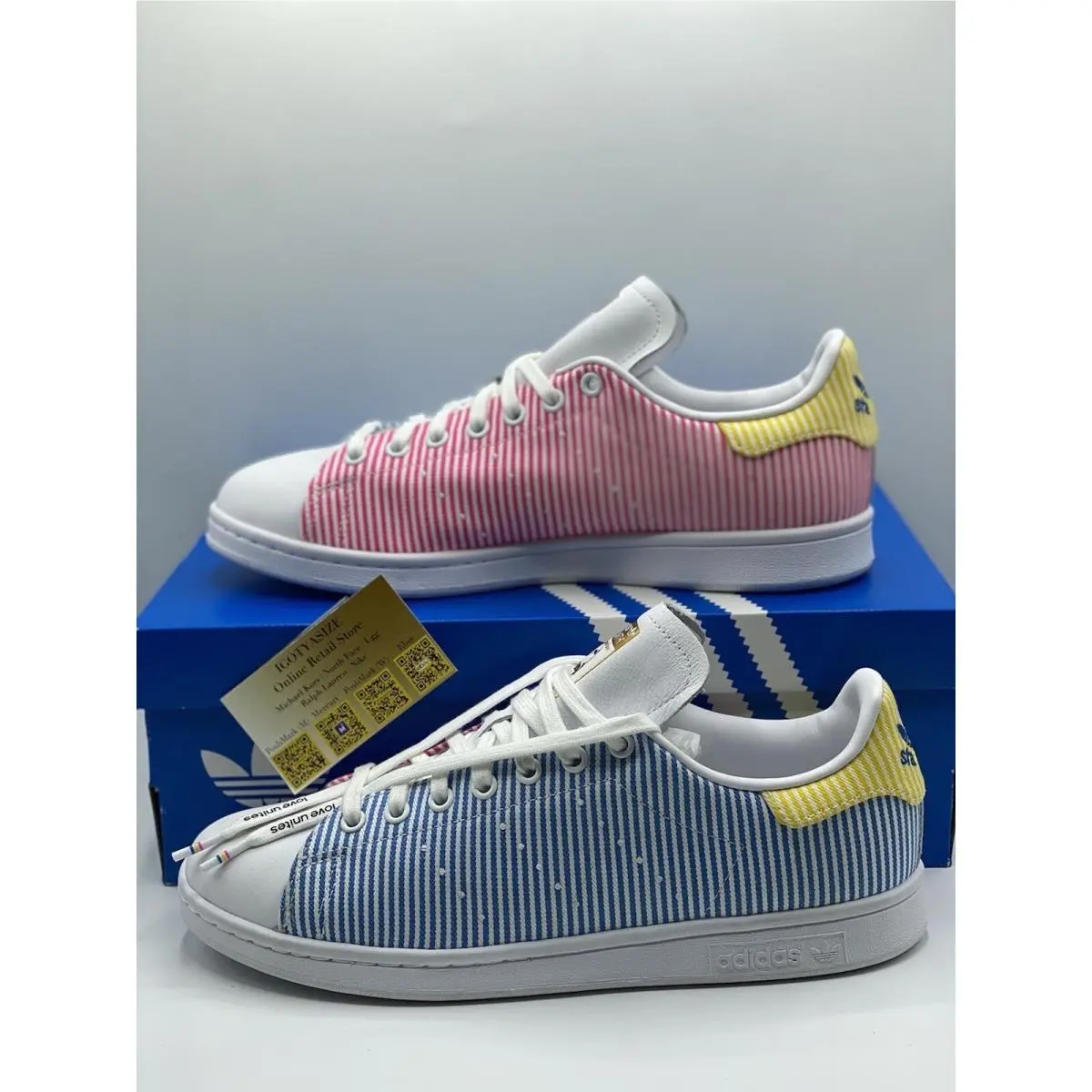 Adidas shoes - STAN SMITH PRIDE - STAN SMITH PRIDE - FY9021 - Footwear White/Pink/Ray Blue 7