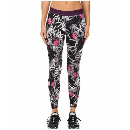 by Stella Mccartney Floral Bamboo Active-wear Tights Black Purple Size L by Adidas