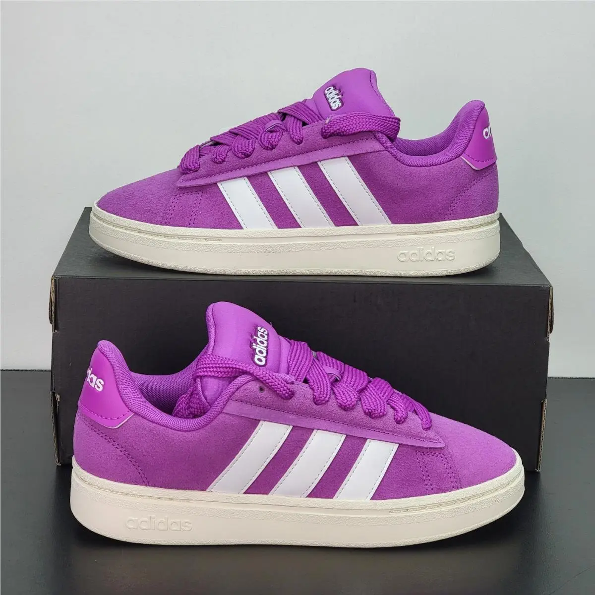 Grand Court Women`s Size 7 Athletic Shoes Pink White Casual Sneakers by Adidas