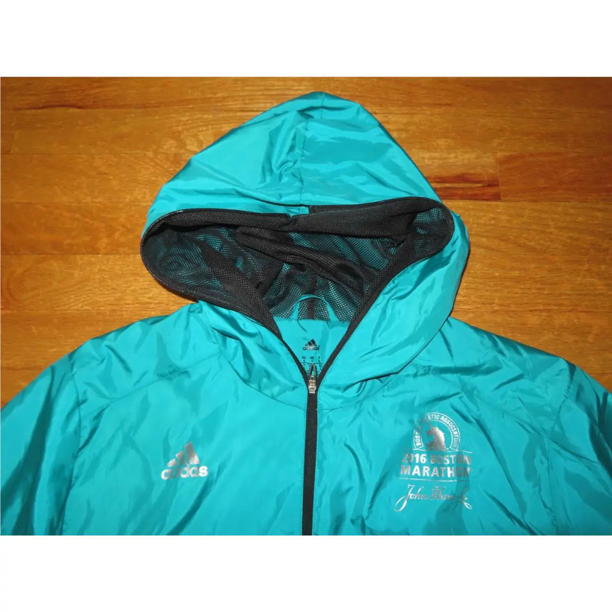 April 2016 Adidas 120th B.a.a. Boston Marathon Climalite SM Jacket w/ Hood Grn