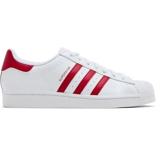 Adidas Mens Superstar Lace Up Sneakers Shoes Casual White/scarlet 11.5M