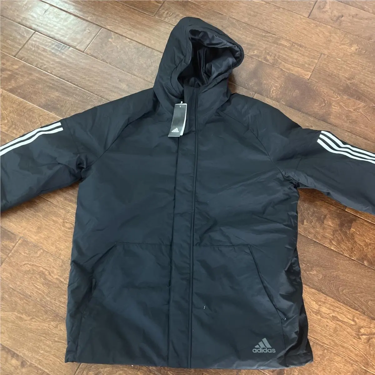 Adidas Men`s X-ploric 3 Stripe Jacket Sz XL Black CY8624 Hooded