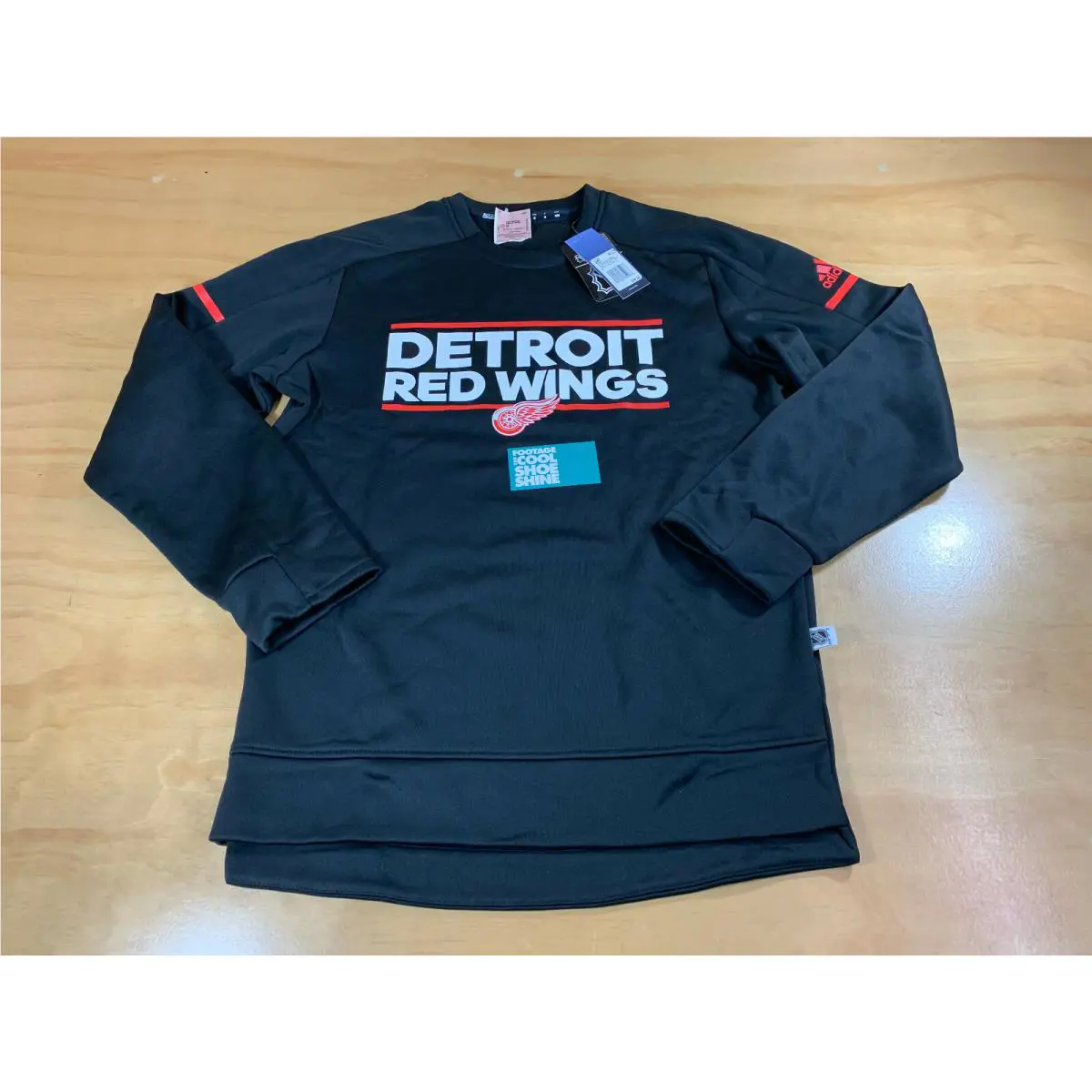Adidas Nhl Detroit Red Wings Long Sleeve Player Crew Jersey Top Black Red M
