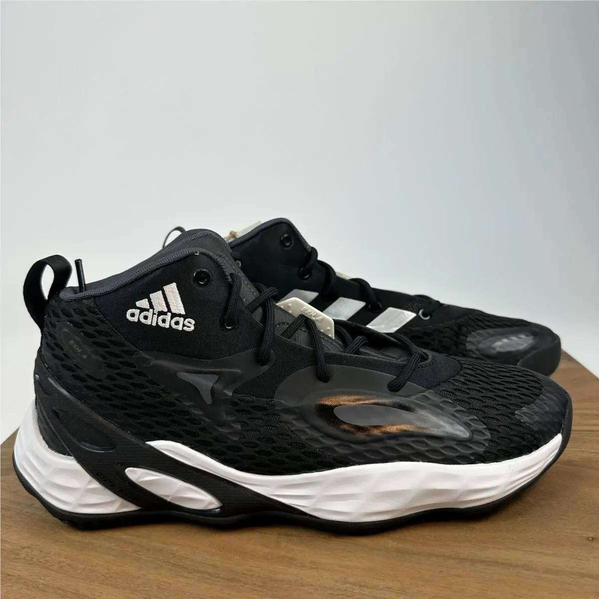 Mens Adidas Exhibit A Mid Black Basketball Shoes Sneakers Size 10 M - Black