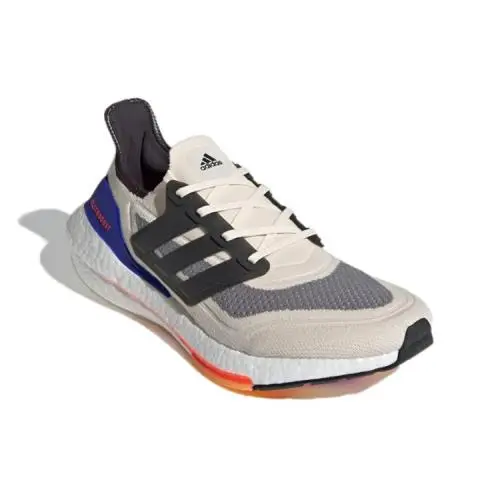 Men`s Adidas Ultraboost 21 Running Shoes White / Tan / Red Sz 14 S23869