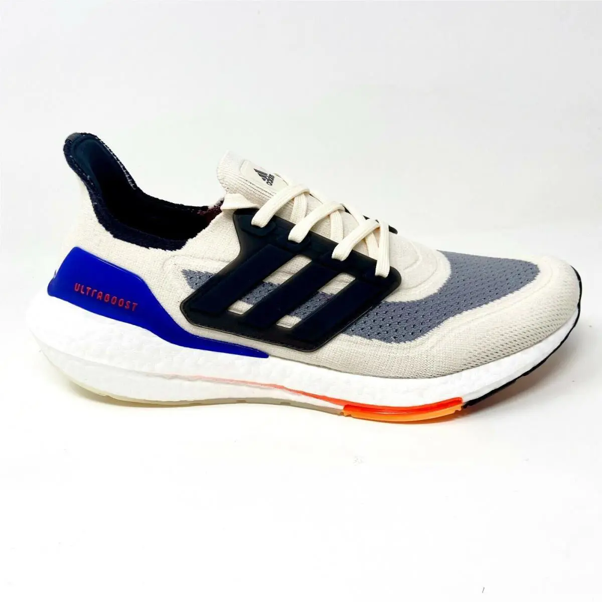 Men`s Adidas Ultraboost 21 Running Shoes White / Tan / Red Sz 14 S23869