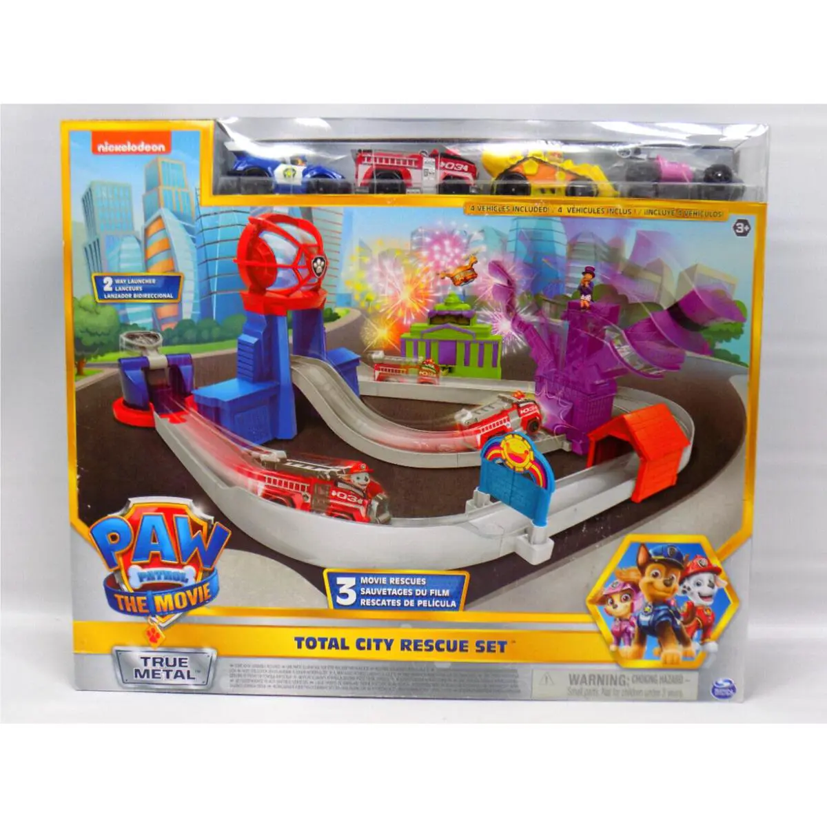 Paw Patrol The Movie Total City Rescue Set 4 True Metal Die-cast Cars