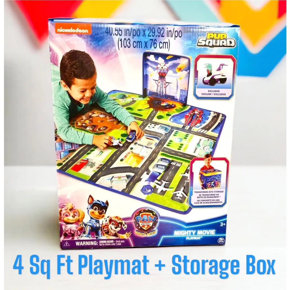 Paw Patrol Mighty Movie Pup Squad Playmat Toy Storage Box Chase Vee Racers