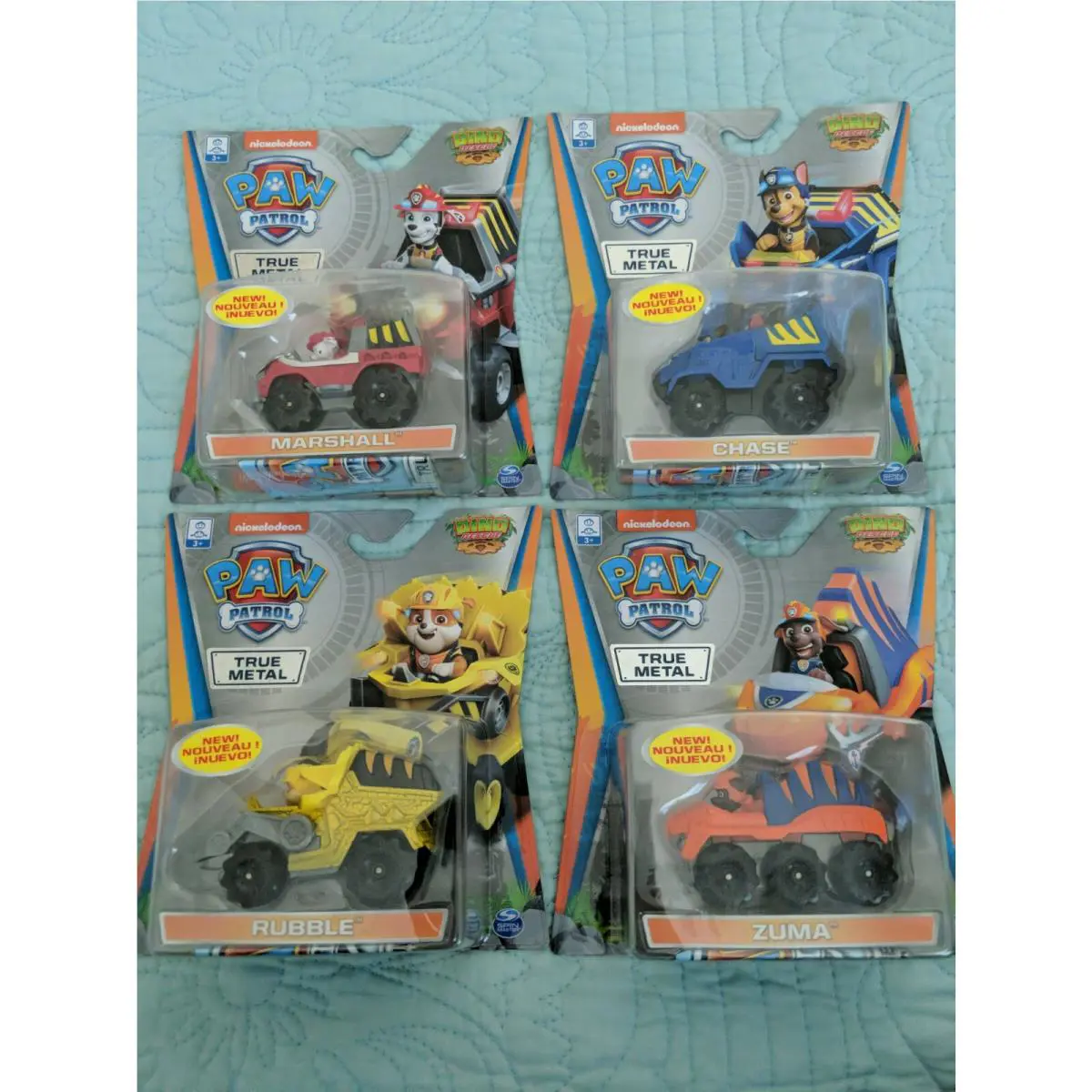 4 Paw Patrol True Metal Dino Rescue Marshall Chase Rubble Zuma Boxed 17 15