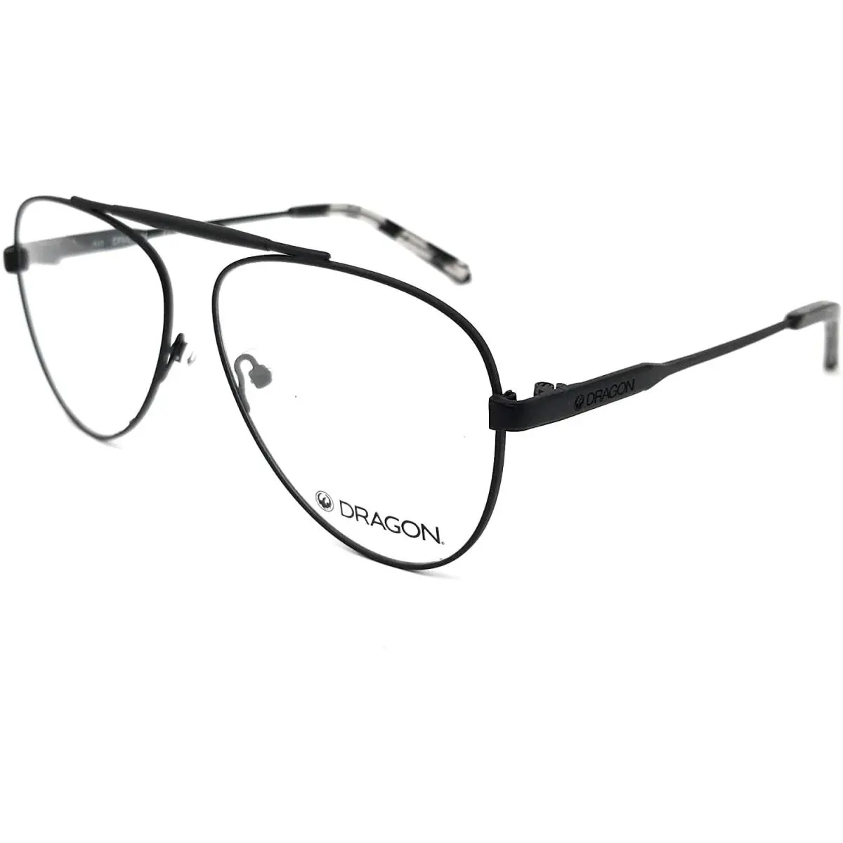 Dragon DR197 Dee 002 Satin Black Aviator Eyeglasses 56-13-145 Optical Frame - Satin Black/Black Tortoise, Frame: Black