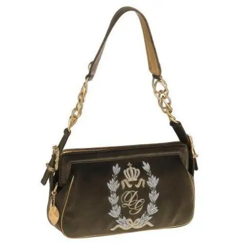 Dolce Gabbana D G Logo Velvet Evening Bag Goldtone Hardware Purse Handbag