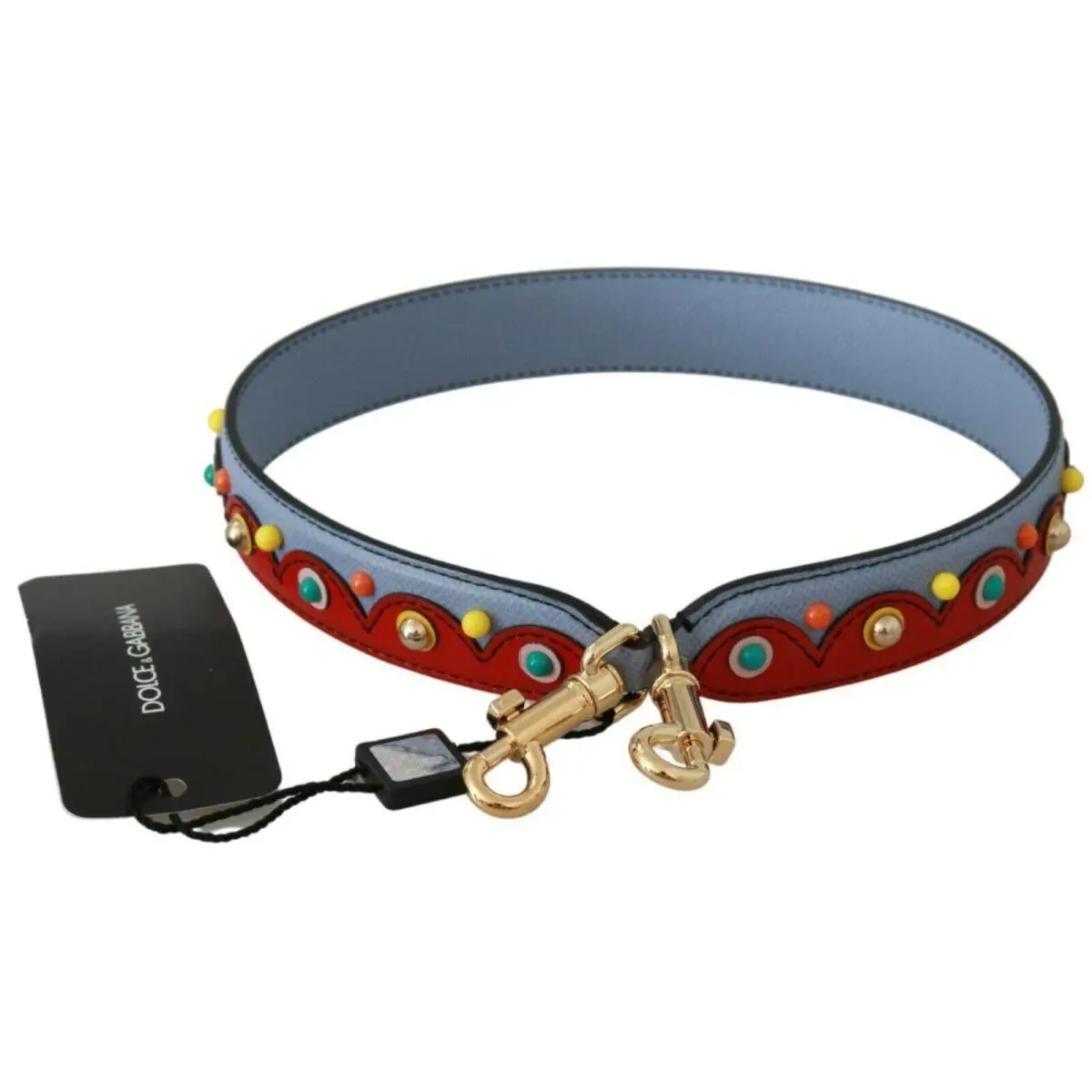Dolce Gabbana Blue and Red Shoulder Strap Leather Blue Handbag Accessory